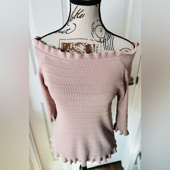 Blush Ribbed Off-Shoulder Sweater - Picture 2 of 7